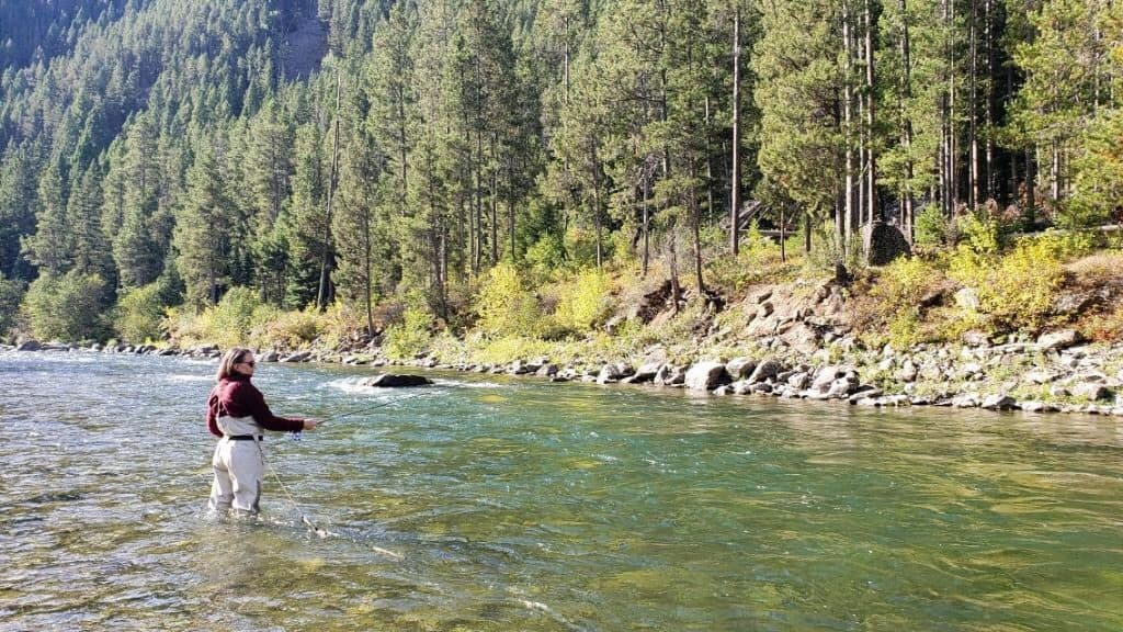 Fly fishing the Gallatin River near Big Sky, Montana