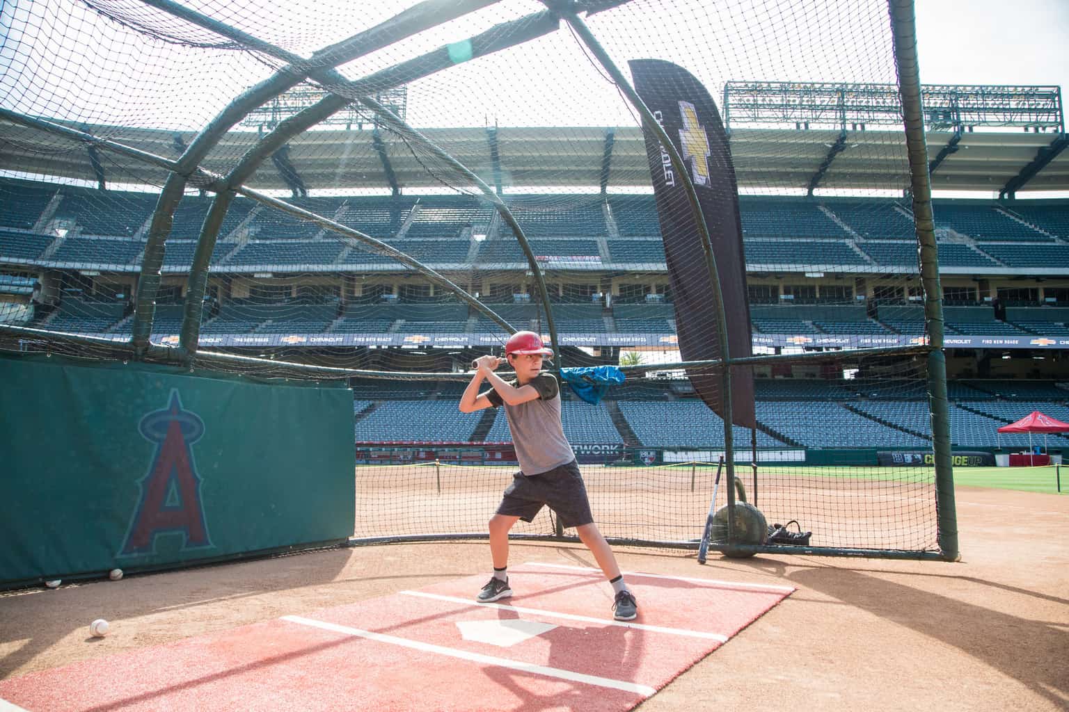 Batting practice at Angels Stadium