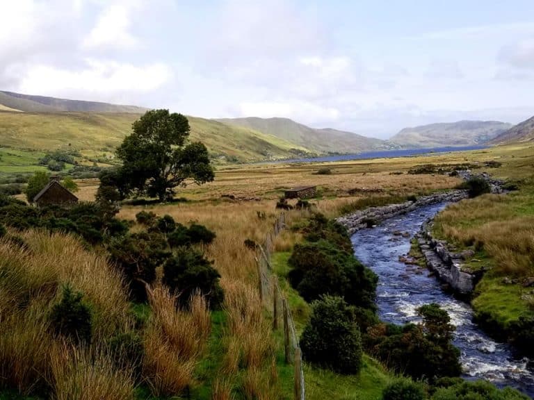 River running through landscape of Connemara National Park